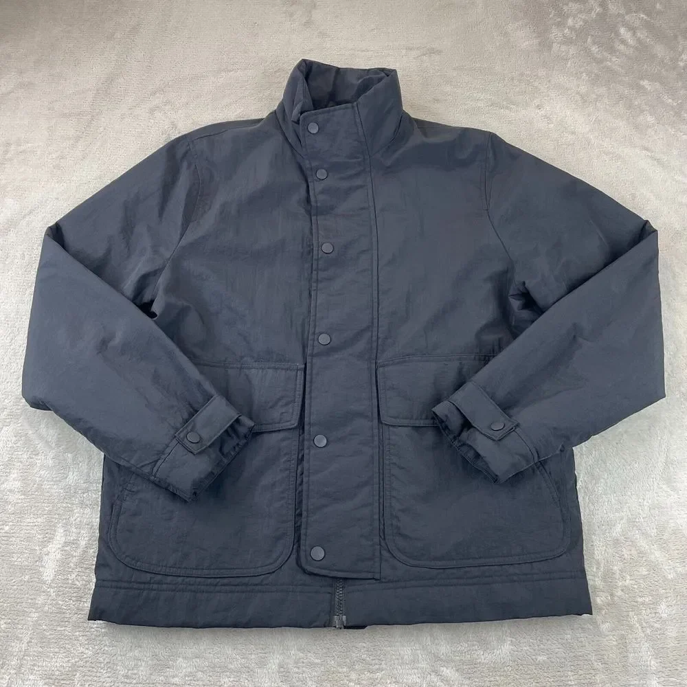 Abercrombie & Fitch Jacket Coat Men Medium Black Wind Water Resistant Nylon $199